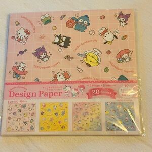 Sanrio Pink Origami Paper Set with multiple Characters